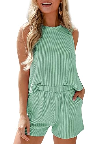 SHEWIN Women's Summer 2 Piece Outfits Shorts Sets Matching Set