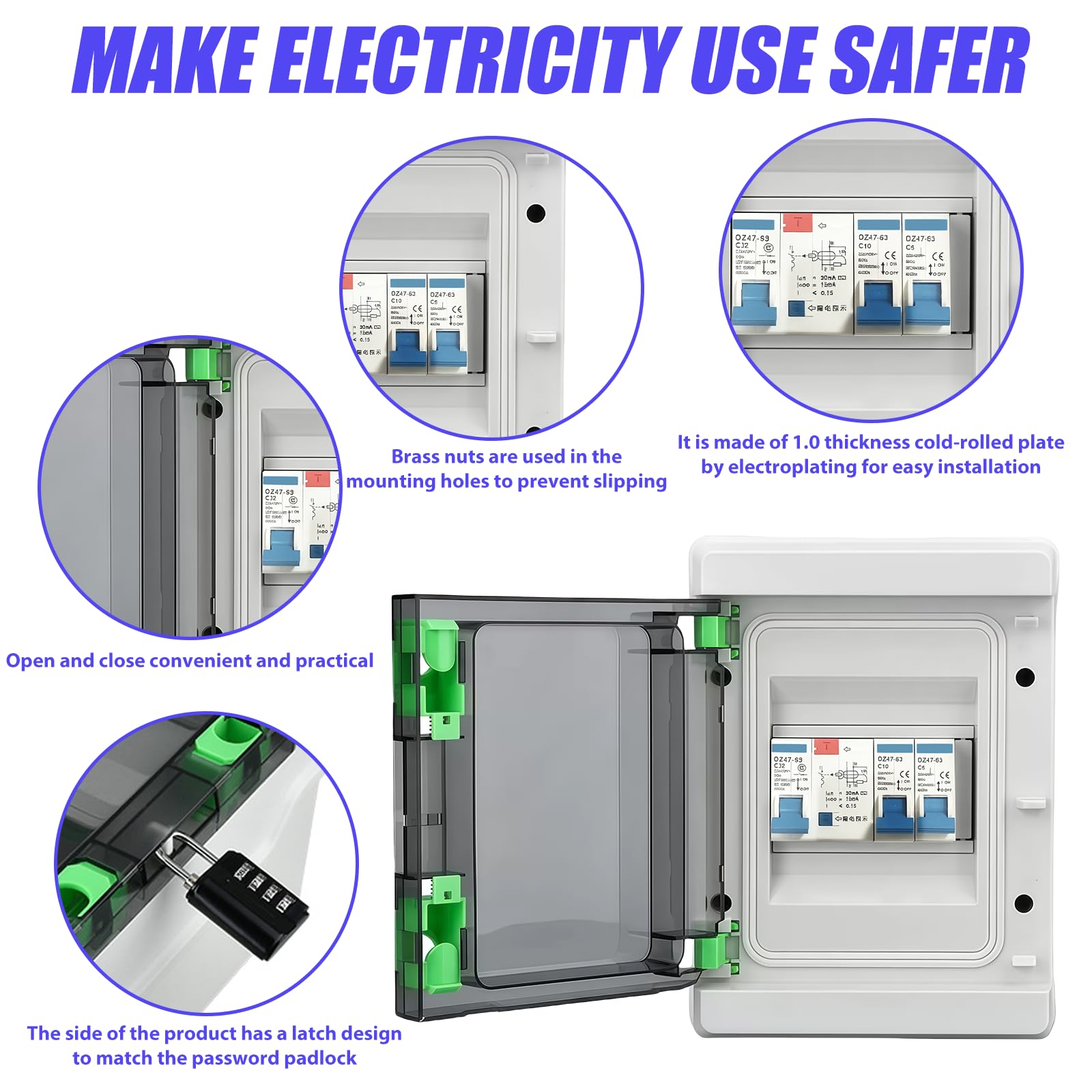 2 Way RCD Consumer Unit: PRITOK Circuit Breaker Consumer Unit, 63 Amp 30mA with 6 x MCBs 6 Amp and 32 Amp - Image 3