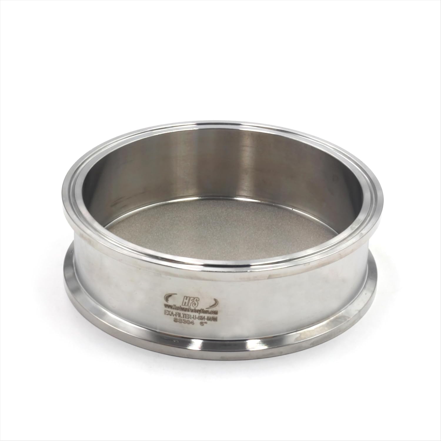 HFS(R) 4 inch Tri Clamp Filter Plate Bottom Weld with 5 Micron Screen Filter Stainless Steel 304 (4 inch, 5 micron)
