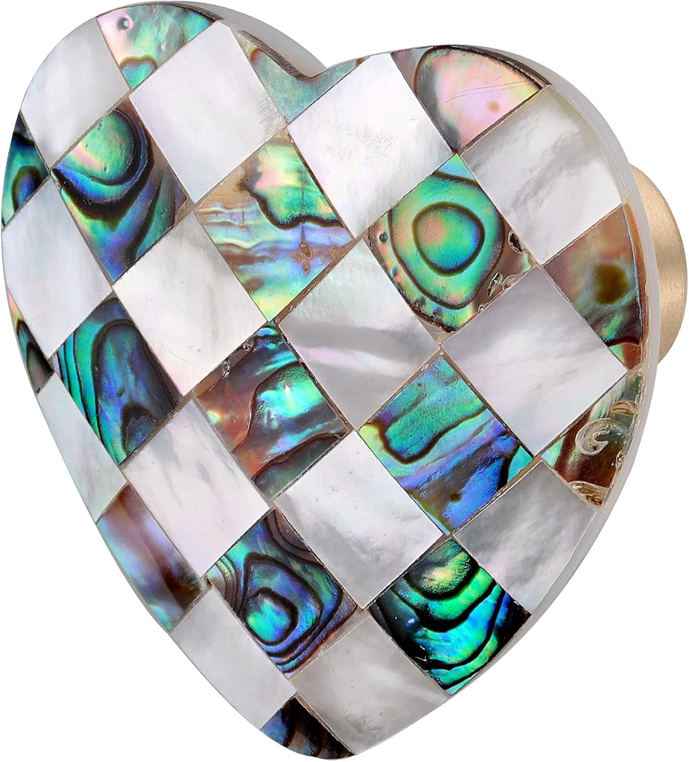 Amogeeli 4pcs Heart Shaped Colorful Shell Drawer Cabinet Knobs with Screws, Decorative Furniture Pull Handle Knobs