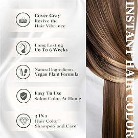 Joyful Young Hair Dye Shampoo 3-in-1 Vegan Color for Gray Hair - Ammonia-Free for Men & Women - Beard & Hair Coloring - Instant Gray Coverage Champ Para Canas Mujer & Hombre (COPPER BROWN)