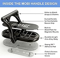 Vista 4 de Soporte de anillo para teléfono con mango de 3 dedos, cómodo y delgado, de metal duradero, ideal para soportes magnéticos de auto 4 en 1