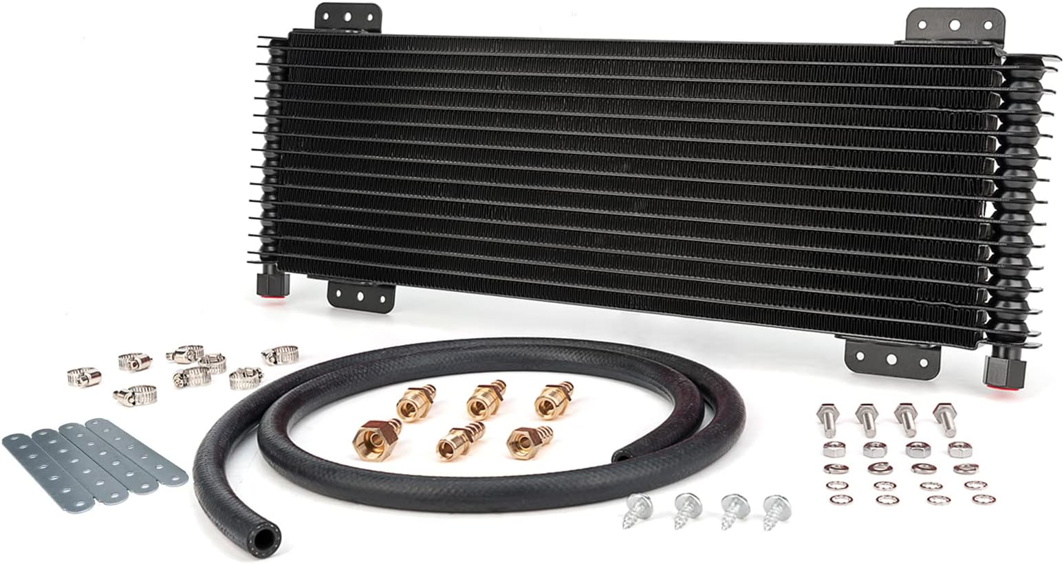 Low Pressure Drop Transmission Oil Cooler LPD47391 4739 40,000 GVW with Mounting Hardware (Black)