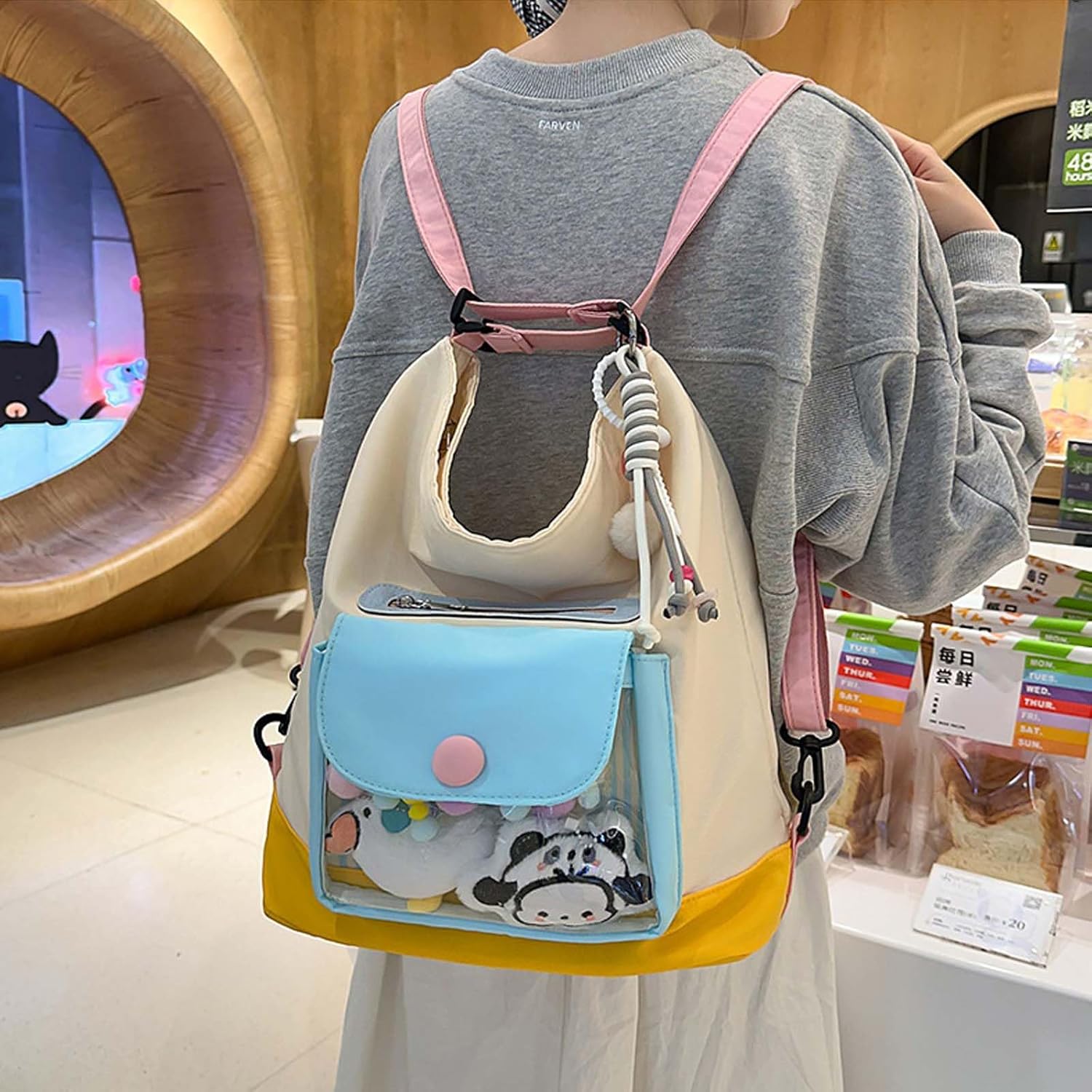 y2k itabag Shoulder Bag Kawaii Tote Bag for Women Multi functional Backpack