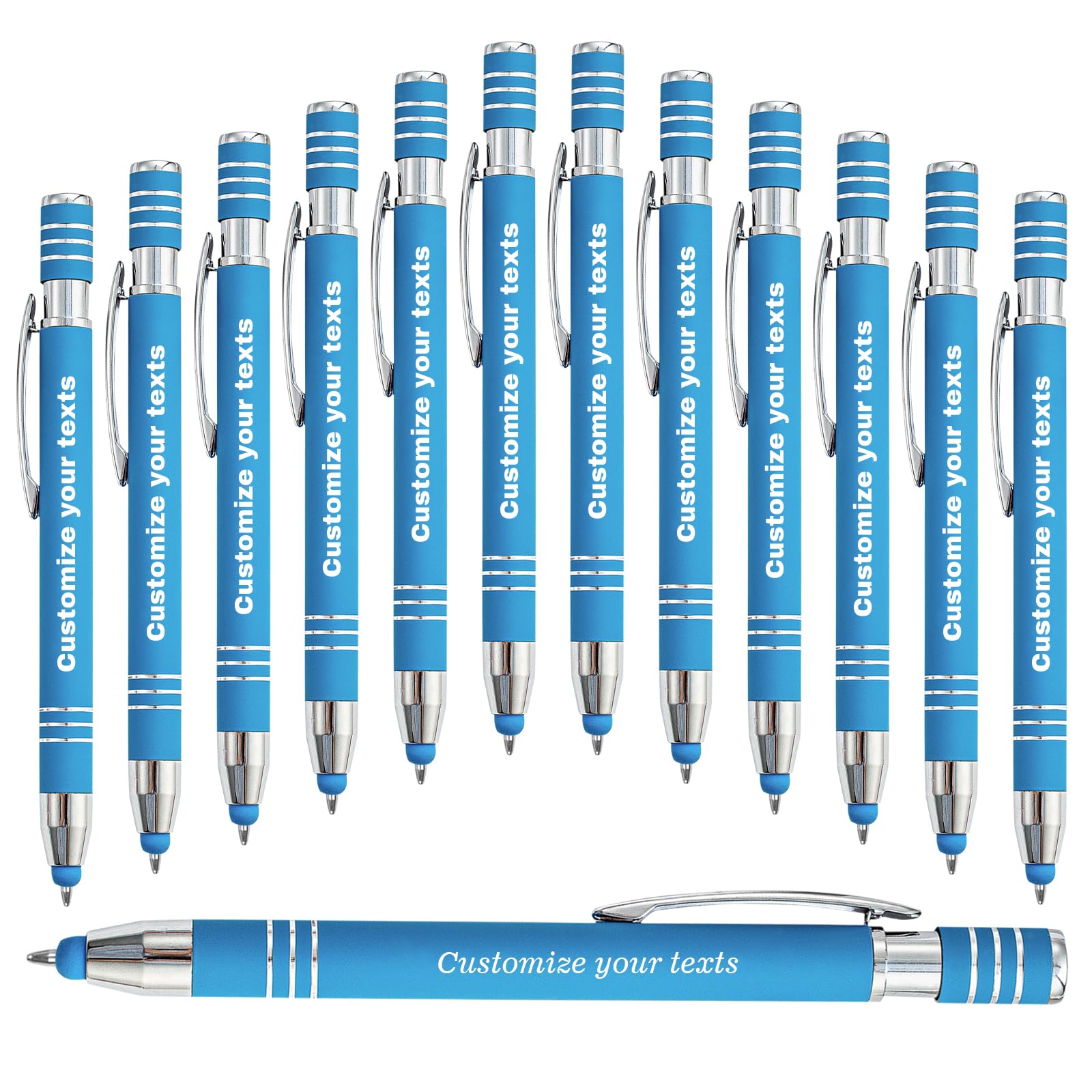 LINMQIU Custom Ballpoint Pen, Customized Business Information, Name, Phone Number, Good for Corporate Promotion Office Use, Black Ink Pen, Personalized Metal Name Pens with Stylus - 72PC
