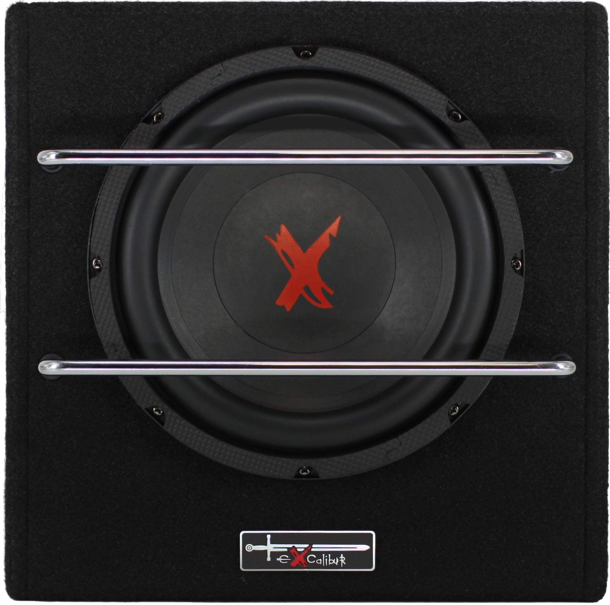 Excalibur X801BA Subwoofer Coche Activo 8" 20cm Caja Bass Reflex con Amplificador Integrado Potencia MAX Compacto Audio Automóvil Bombo Graves Maletero Instalación Fácil Negro