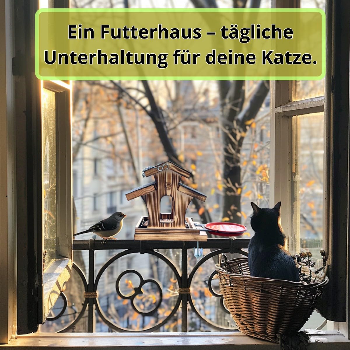 Vogelhaus Balkon Vogelfutterhaus mit 2 x Balkonhalterung und wetterfestem Holz, Vogelhäuschen, Vogelfutterspender Deck Vogelfutter Spender für draußen, Vogeltränke (Vogelhaus2)