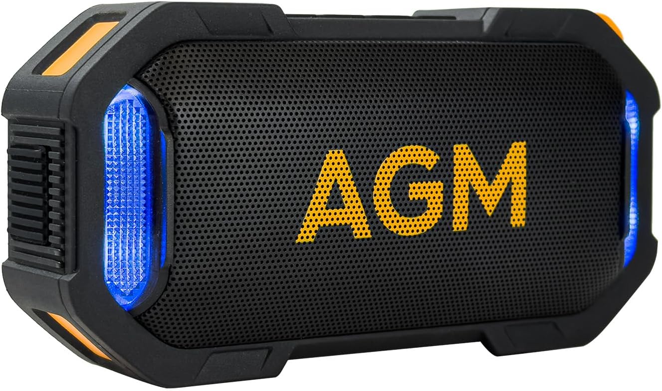 AGM MagROCK Portable Bluetooth Speaker, IP67 Waterproof, Drop-proof&Dust-proof, Bluetooth 5.3 Outdoor Speakers, Powerful Stereo Sound with Boosted Volume, Vibrant RGB Light, Magnetic Attachment Design