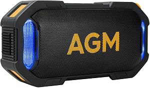 AGM MagROCK Portable Bluetooth Speaker, IP67 Waterproof, Drop-proof&Dust-proof, Bluetooth 5.3 Outdoor Speakers, Powerful Stereo Sound with Boosted Volume, Vibrant RGB Light, Magnetic Attachment Design