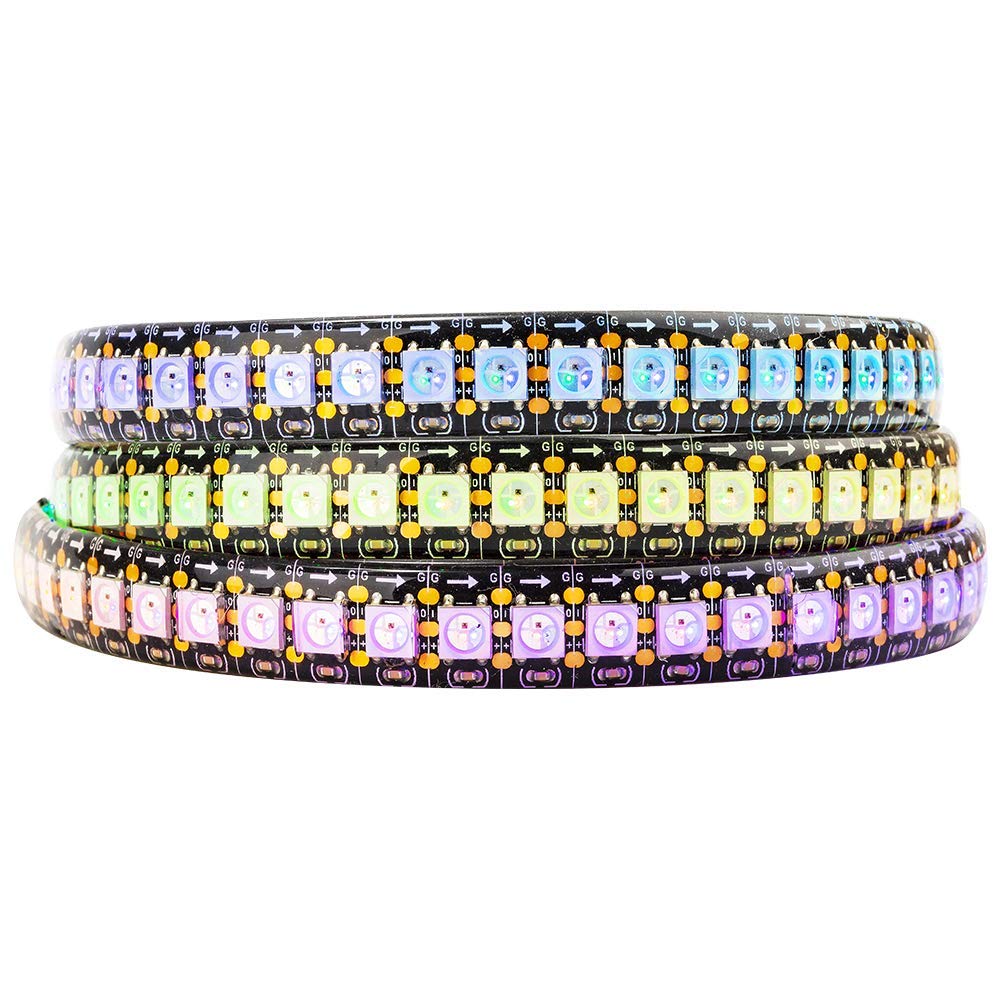 BTF-LIGHTING WS2812B 144 LEDs/Pixels/m Black PCB Individual Addressable Full Color led Pixel Strip Dream Color Non-Waterproof 3.2FT 1m (Renewed)