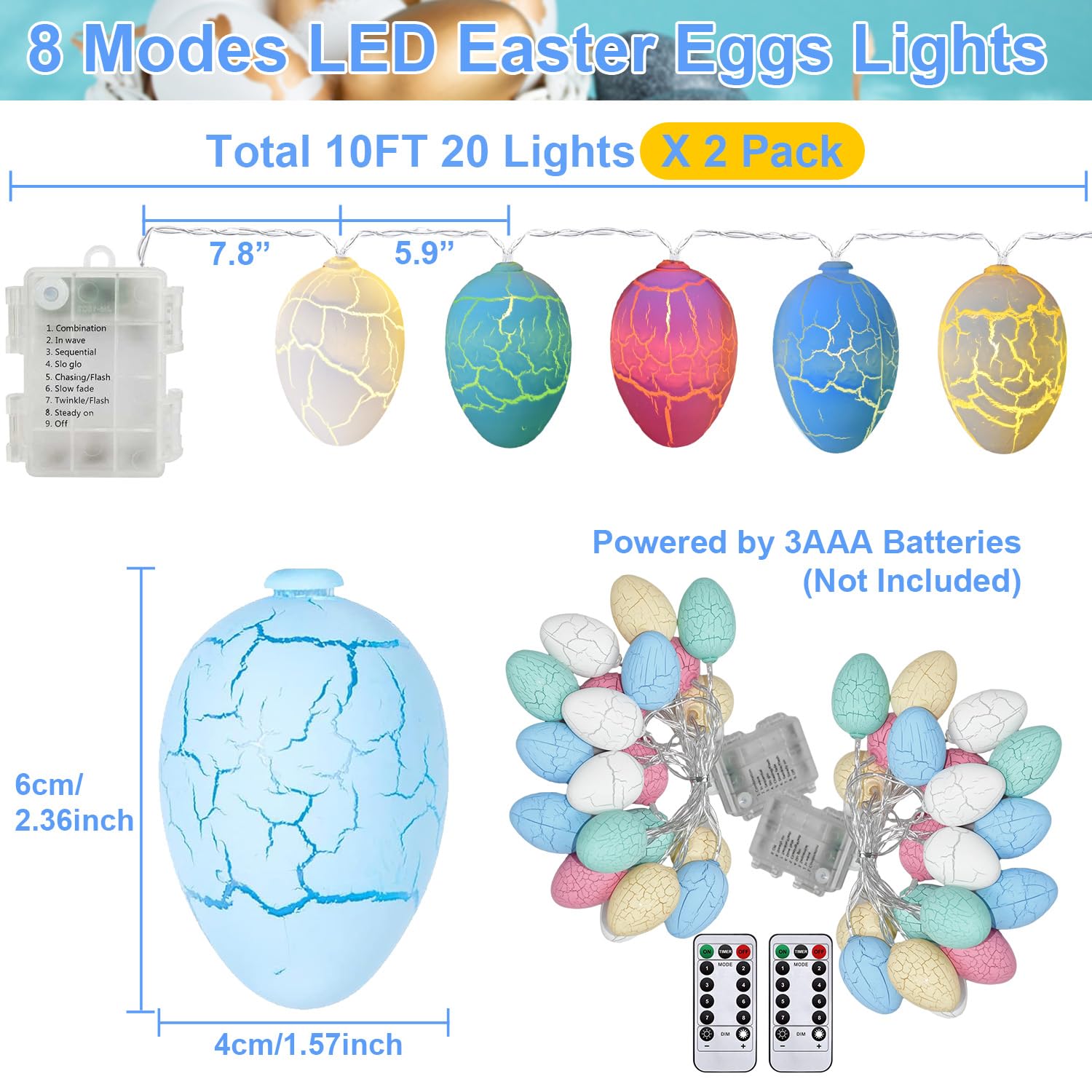 Amazon.co.jp: 2パック 20フィート LED40個 イースターエッグライト
