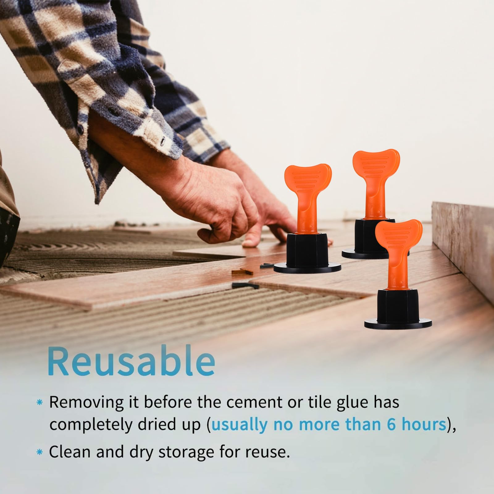 iplusmile Kit de 100 Pièces de Nivellement Carrelage Plastique Réutilisable Aiguilles Interchangeables, Système pour Murs et Sols, Accessoires de Pose et Outils de Bricolage Professionnels