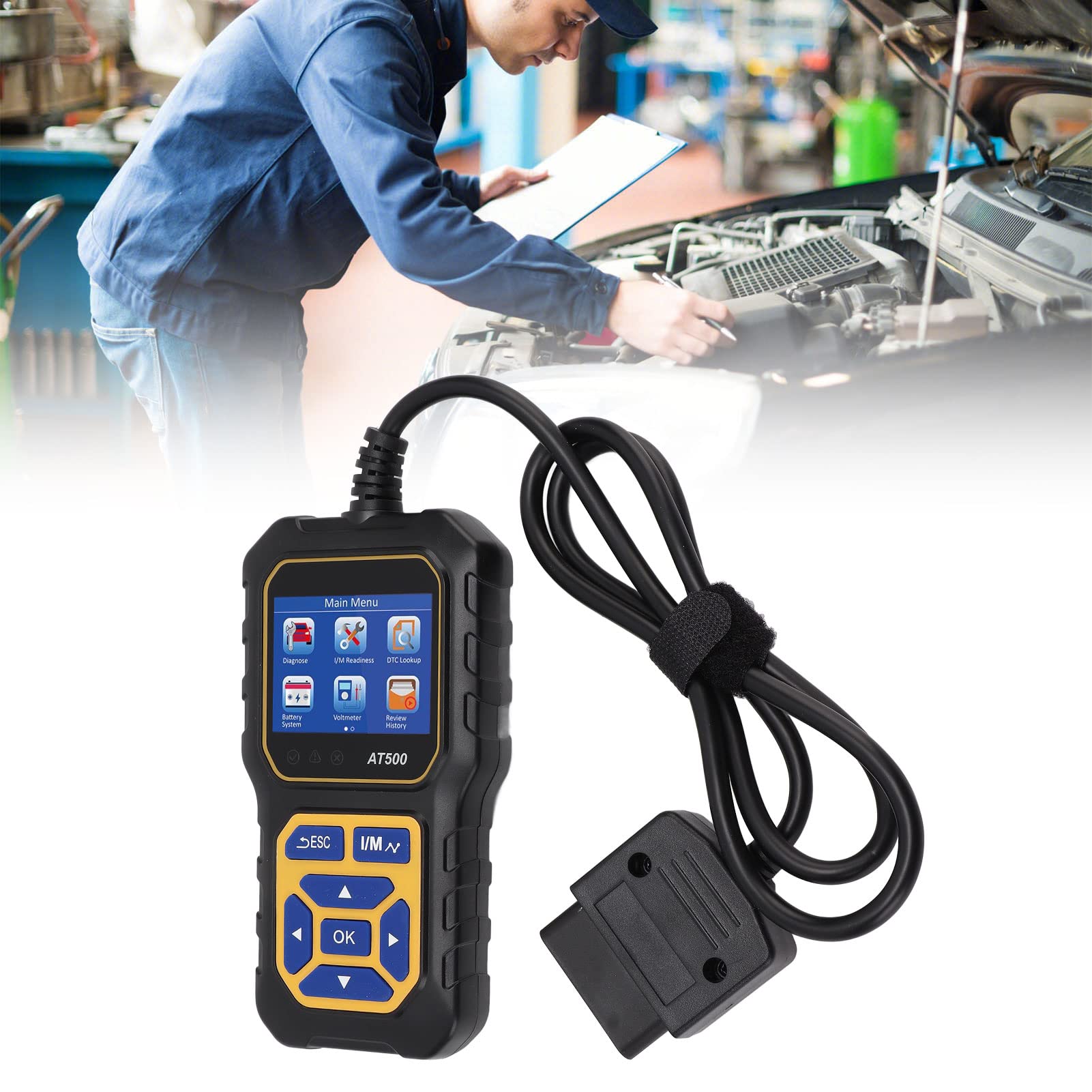 Omabeta Escáner OBD Lector de Códigos Portátil, Liviano y Preciso, para Uso Doméstico y en Garaje, Material ABS, 1 Unidad