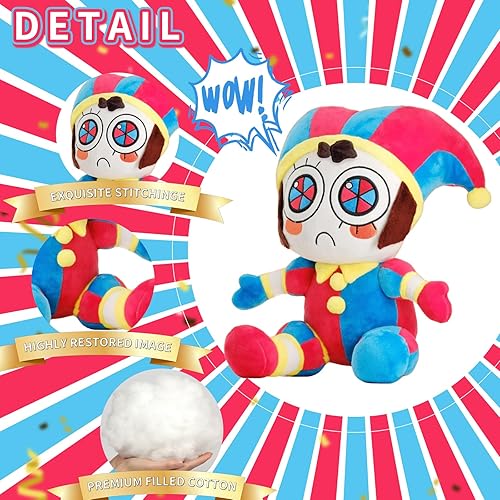 Miniatura 2 de GCOUU 1 pieza de The Amazing Digital Clrcus Plush  Pomni sentado  Regalo para fanáticos de la televisión para niños y adultos  Divertido paquete de
