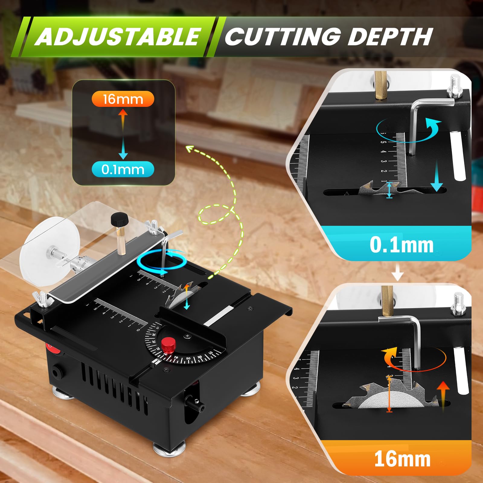 Mini sega circolare da tavolo 100W 0.1mm-16mm Multifunzione piccola macchina da taglio Lavorazione del legno acrilico modello di precisione