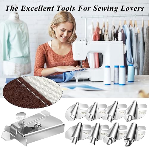 Miniatura 7 de 1+5 piezas 2024 nuevo universal de costura enrollado Hemmer Foot Singer con guía de costura magnética 7890.394 in de ancho dobladillo enrollado pie