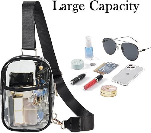 Miniatura 3 de Yaopeing Bolso bandolera transparente, cangurera transparente para mujeres, bolsas cruzadas transparentes aprobadas para estadios, bolso
