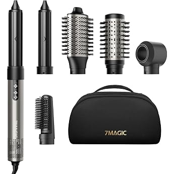 6 in 1 Hair Styler, Ion Hair Dryer, Automatic Curling Iron, No Extreme Heat | Round Brush Dryer Coanda Effect Ion Technology 