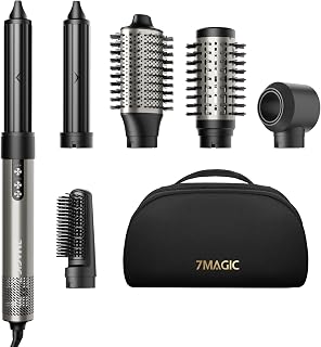 6-in-1 Airstyler, Ionic Hair Dryer, Multifunctional Hair Styler, 110,000 RPM, Professional Hot Air Brush, Automatic Curling Iron, Straightener, for Styling, Volume, Curling and Straightening
