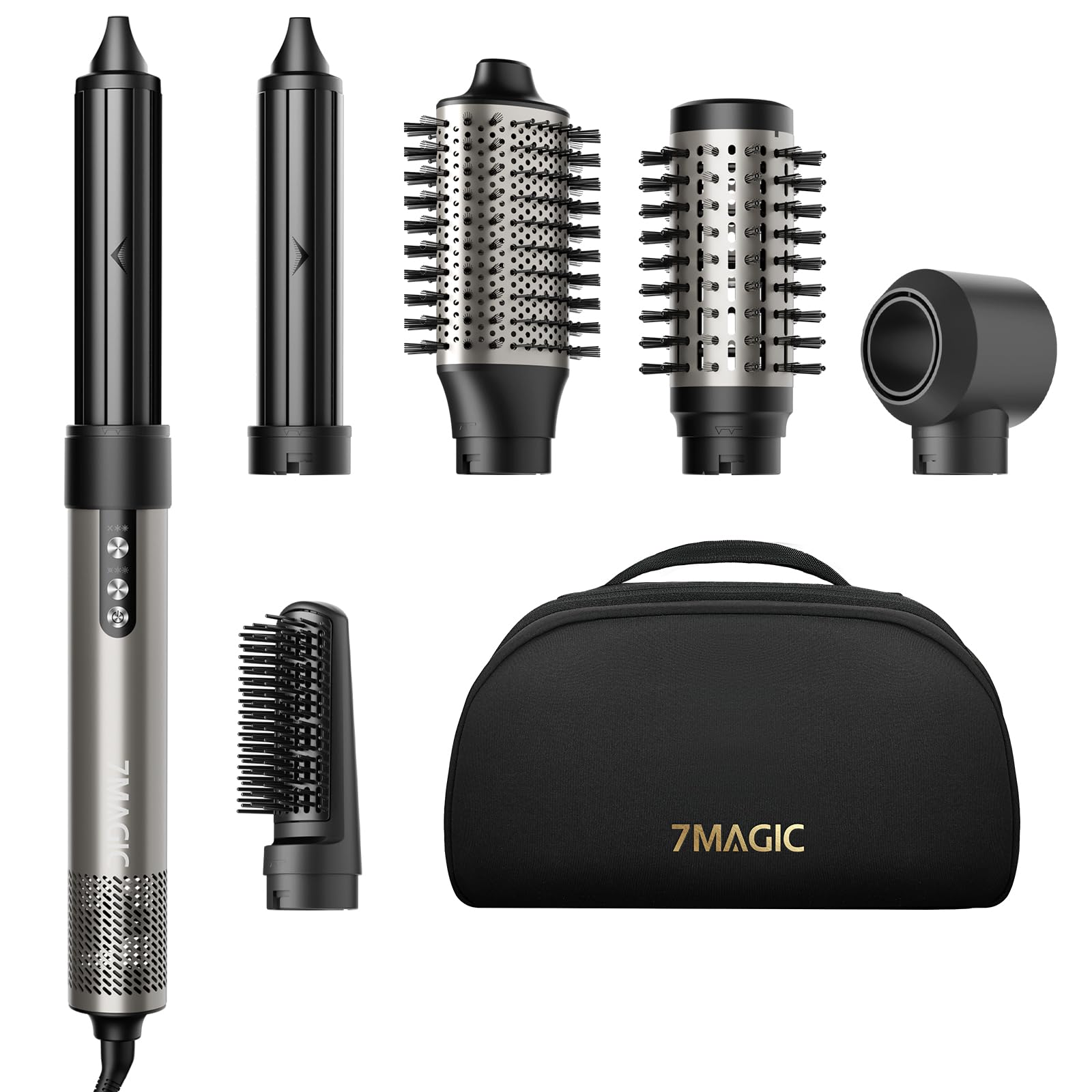 7MAGIC 6 in 1 Airstyler, Hairstyler, Lockenstab, Ionen Föhn, Rundbürstenföhn,Glätteisen, warmluftbürste, föhnbürste, für Reisen