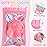 100 Pieces Smell Proof Mylar Resealable Bags, Holographic Packaging Bags, Resealable Odor Foil Pouch Zip Bags with Clear Window for Food Storage and Lipgloss, Jewelry Lash(Pink, 4.3 x 7.5 Inch)