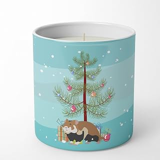 Caroline's Treasures CK4453CDL European Hamster Merry Christmas 10 oz Decorative Soy Candle Nature Soy Wax Essential Oil Home Decor Ideal for Bedroom Kitchen Bath Office Gift, 10 oz