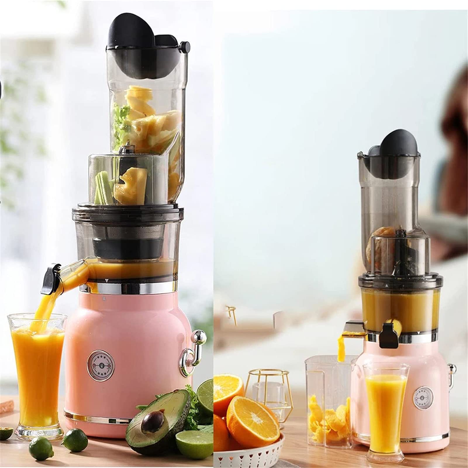 Máquina exprimidora, exprimidor lento de ranura ancha para exprimidor nutritivo de frutas y verduras, exprimidor de prensa en frío en espiral sin BPA, exprimidor masticable para verdu