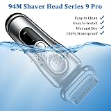 Series 9 Pro głowica goląca 94 m, zamienna część do golenia dla mężczyzn, seria 9, kompatybilna z głowicą golącą Series 9 Pro 9477cc, 9330s, 9465cc, 9460cc, 9419s, 9390cc, 9385cc, kolor srebrny matowy
