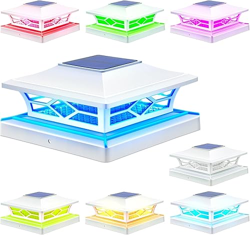 APONUO Luces solares para postes de 4 x 4, luces solares para tapa de poste con 4 modos de iluminación, luz de valla solar para postes de cubierta