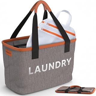 Mini Laundry Basket & Mesh Wash Bag | Compact & Space-Saving Small Collapsible Clothes Hamper with Handles for Socks, Underwear, Dorms, Campers & RVs