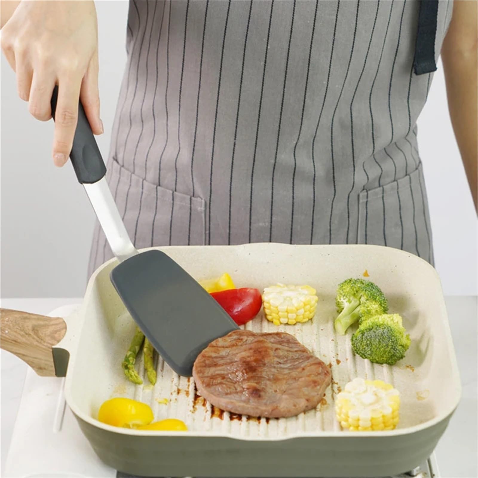 Espátula giratoria de silicona antiadherente Para Salteados | Espátula giratoria Flexible resistente al calor, aleta for panqueques, utensilios de cocina(Big Shovel)