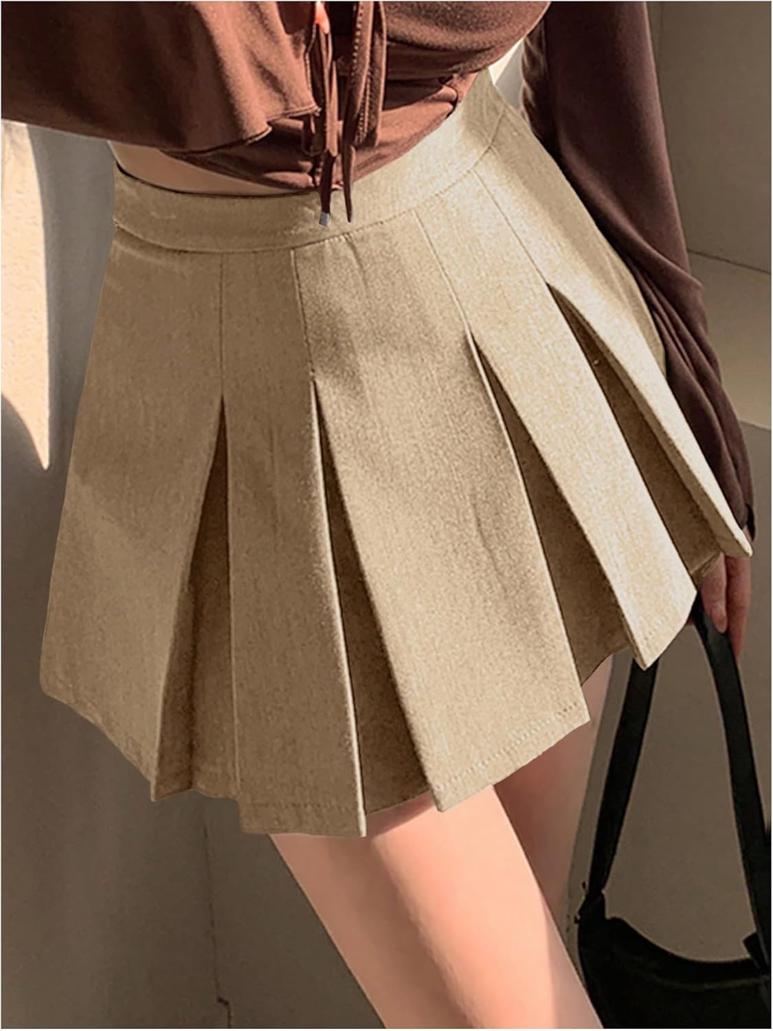SOLY HUX Women's Pleated Skirt High Waisted A Line Casual Mini Skirts