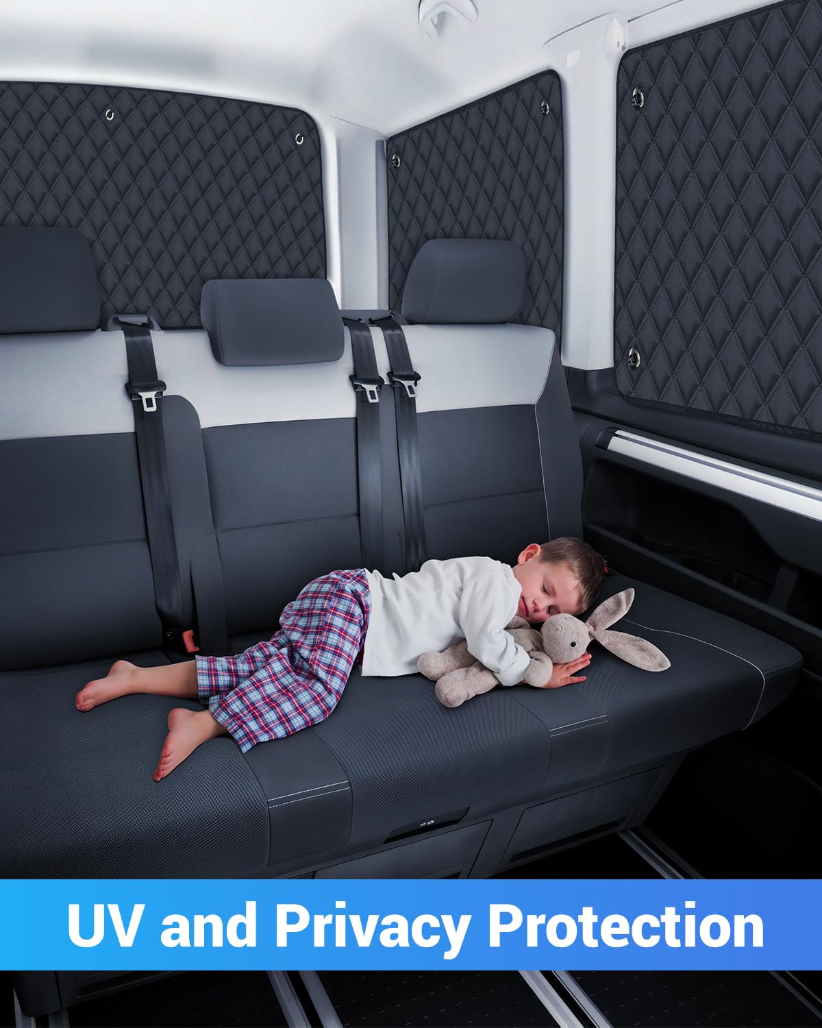 SUPAREE Sonnenschutz T5 Sonnenschutz Frontscheibe Wohnmobil Innen Thermomatte Wohnmobil Frontscheibe für SWB T5 T6 UV-Schutz 100% Okklusion mit Aufbewahrungstasche (8 Stück)