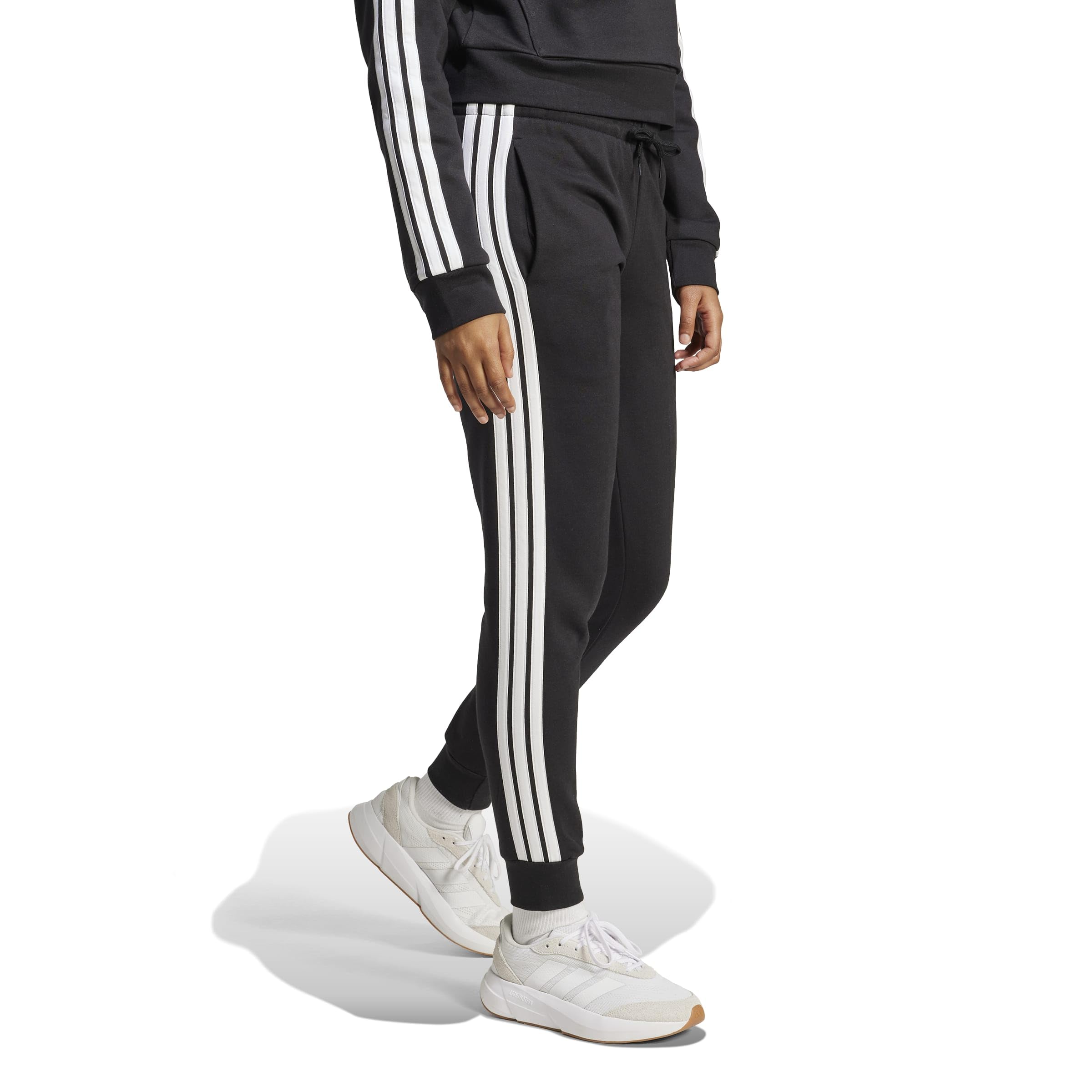 adidas ESSENTIALS 3-STRIPES FLEECE SLIM PANTS - Spodnie golfowe Kobiety