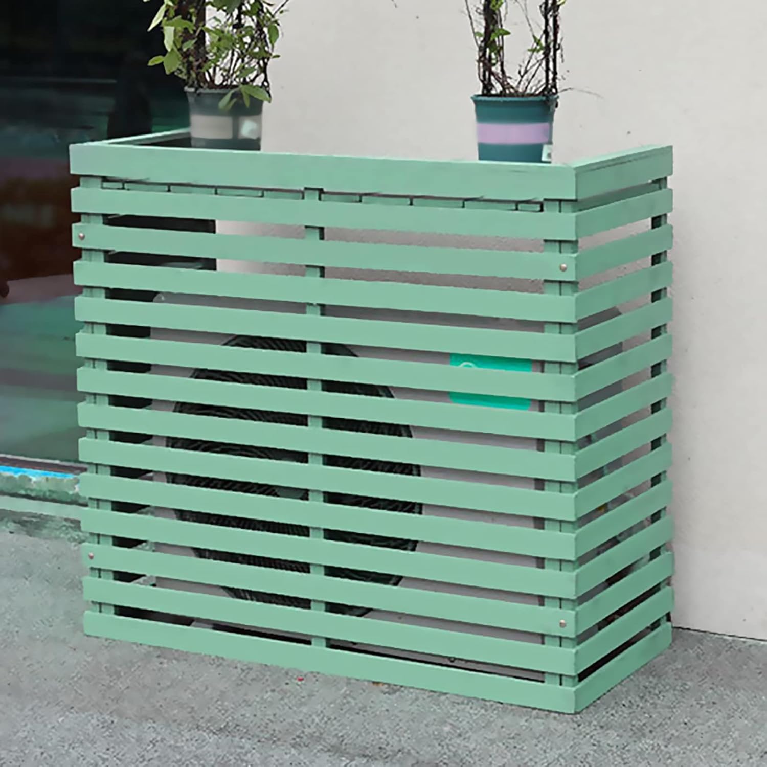 Air Conditioner Cover,Solid Wood Air Conditioner Flower Stand,Air Conditioner Fence Outdoor Air Conditioner Cover Venetian Grille Air Conditioner Flower Rack