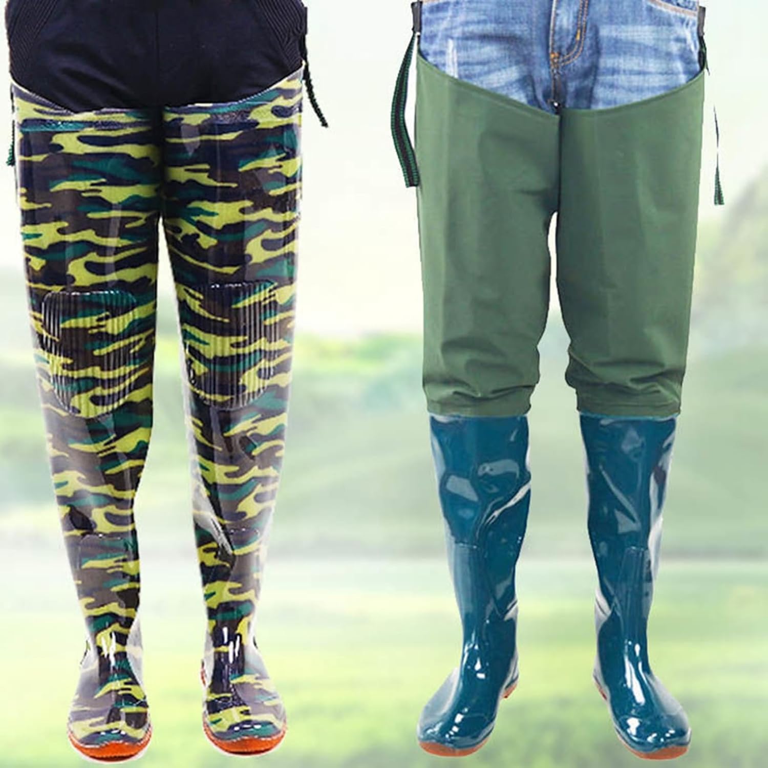 ヒップウェーダー ウェーダー 男女兼用 完全防水 長靴 レインブーツ 耐磨耗 作業着 釣り用スーツ ベルト ラジアルソール 作業 渓