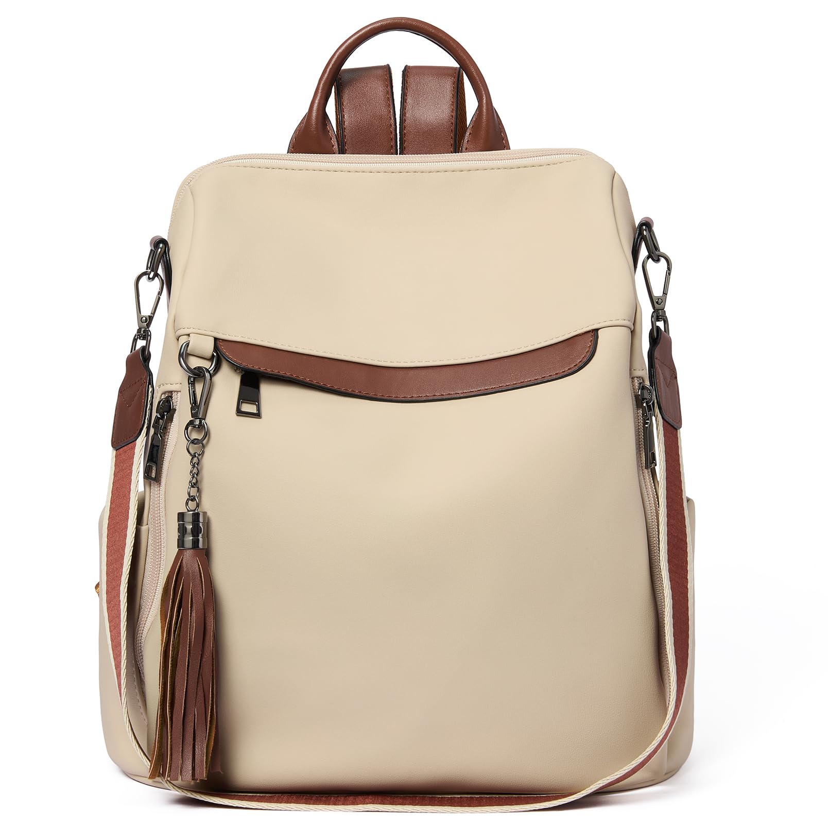 Telena Backpack Purse for Women, PU Leather Anti Theft Travel Purse Shoulder Bags with Tassel