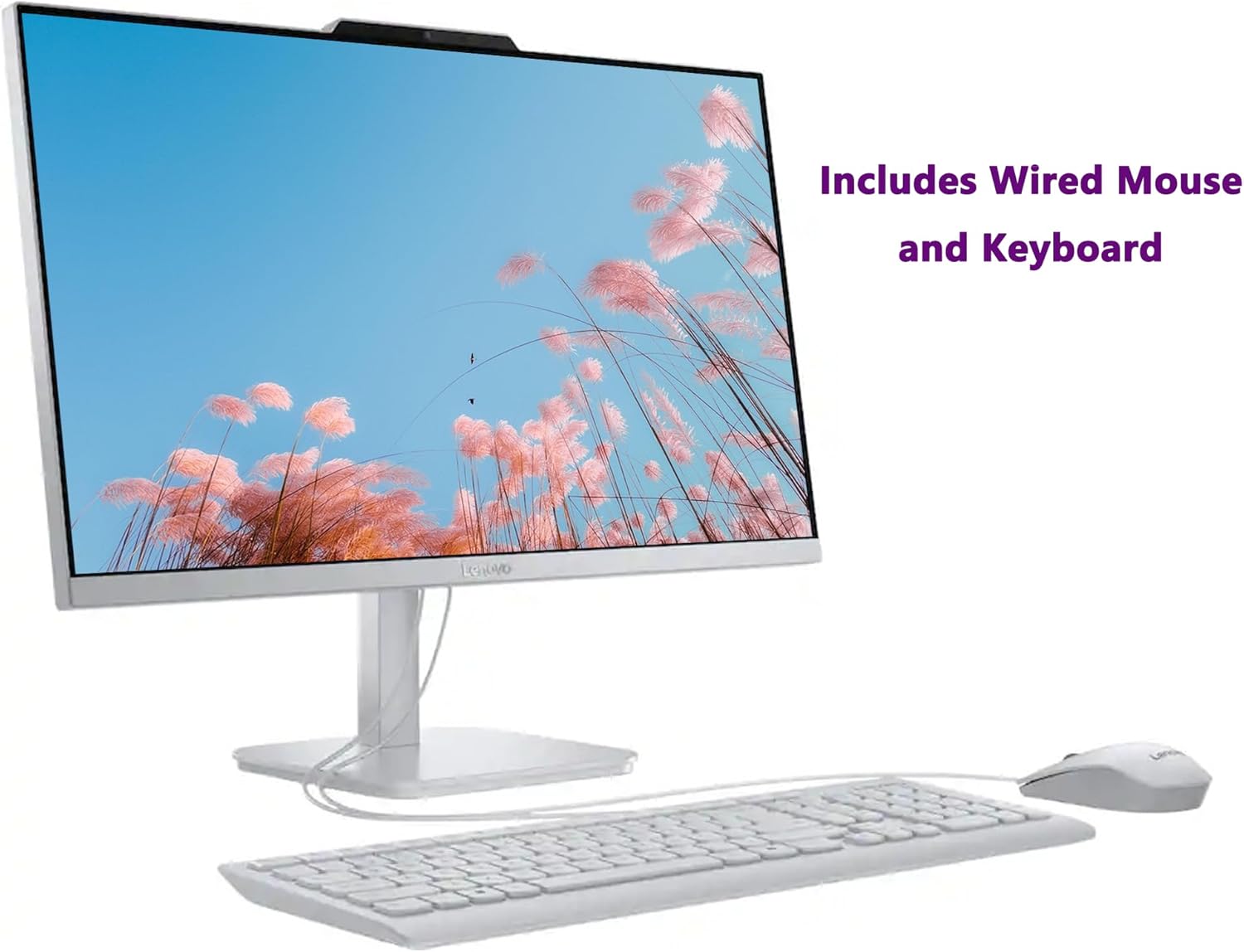 Lenovo A100 AIO Desktop| 23.8" FHD Anti-Glare All-in-One Computer|8GB RAM|256GB SSD| Intel 4-Core CPU| Webcam| Wi-Fi 6 | RJ-45|Windows 11| Weired Keyboard & Mouse| for Business & Students| RK Bundle