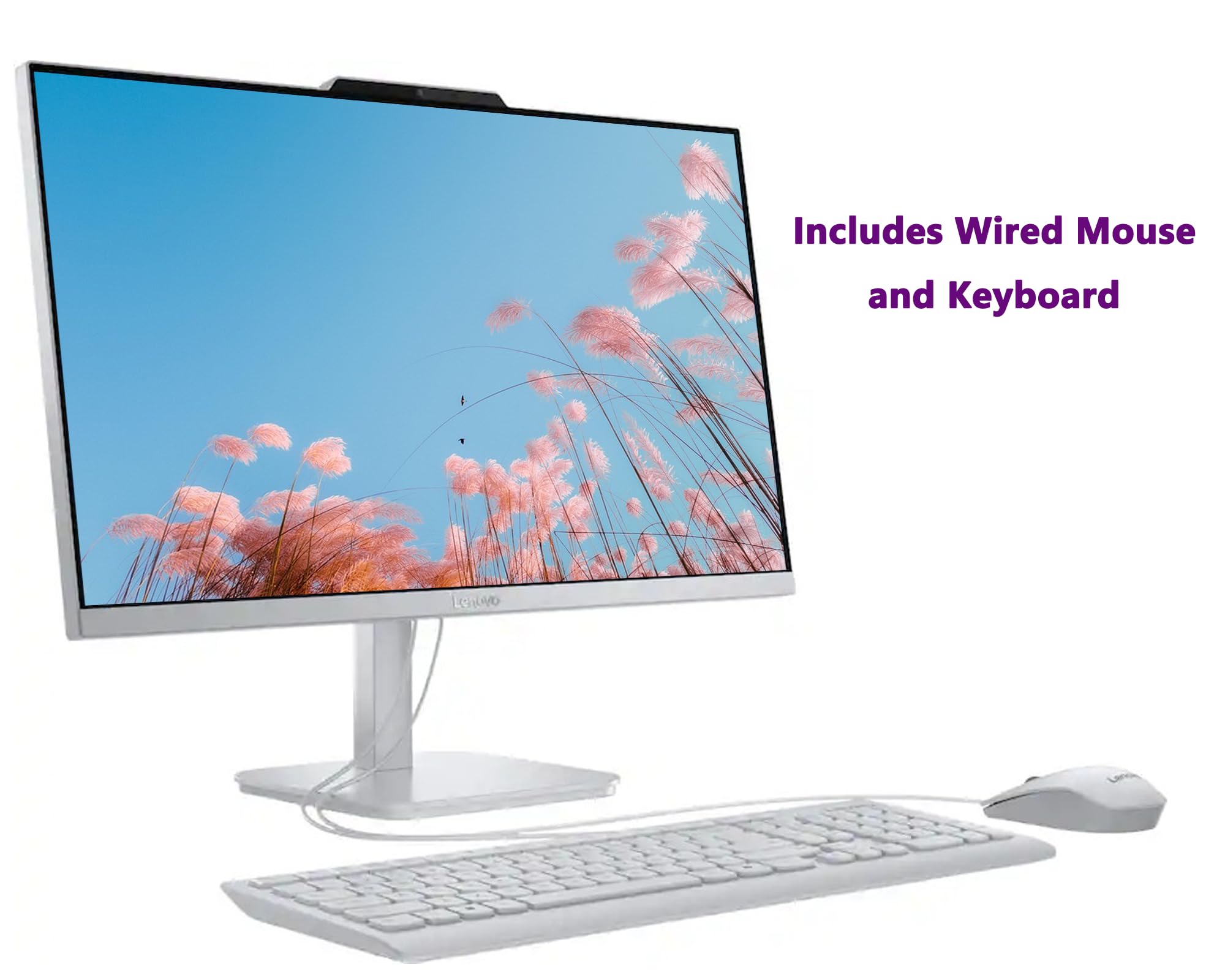 Lenovo A100 AIO Desktop| 23.8" FHD Anti-Glare All-in-One Computer|8GB RAM|256GB SSD| Intel 4-Core CPU| Webcam| Wi-Fi 6 | RJ-45|Windows 11| Weired Keyboard & Mouse| for Business & Students| RK Bundle - 4