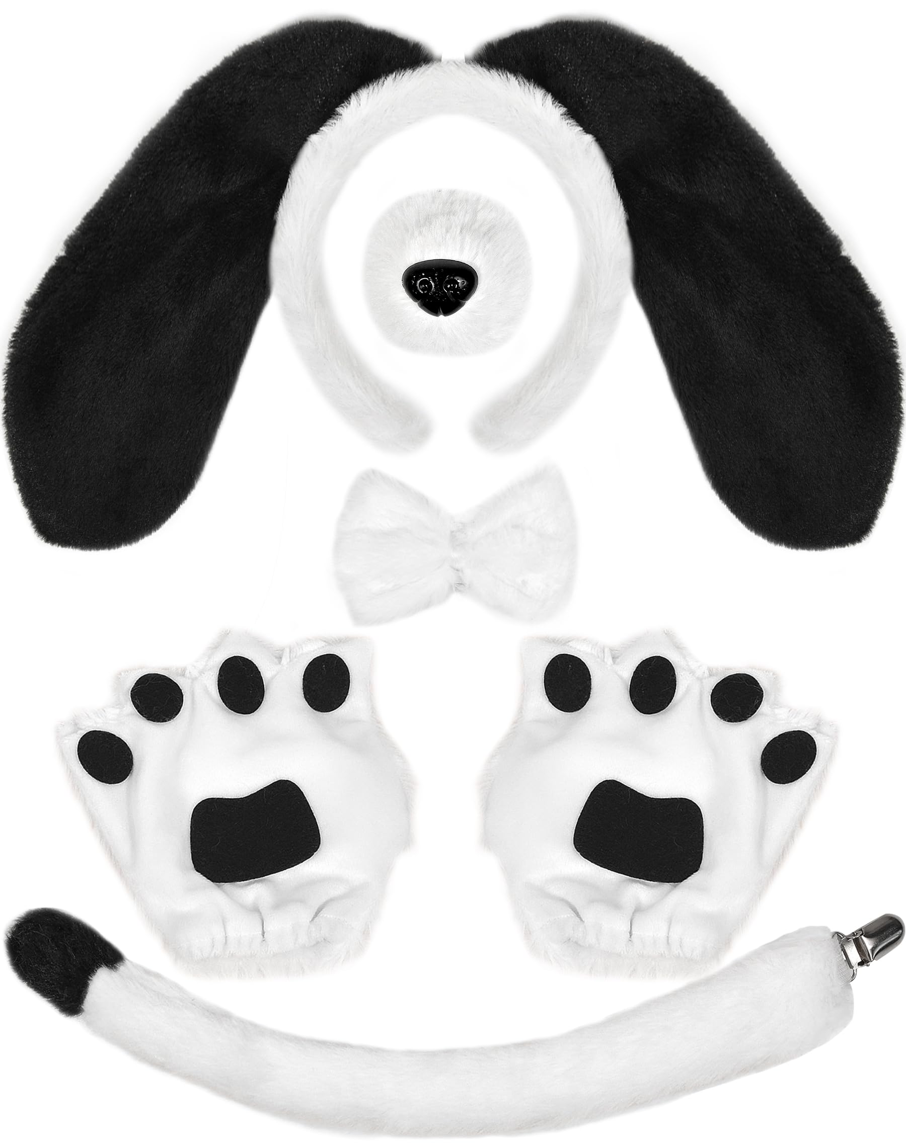 U-GoforstU-Goforst 5PCS Puppy Dog Ears Costume Set Floppy Headband Nose Tail Bowtie Paw for Adult Halloween Cosplay Accessories