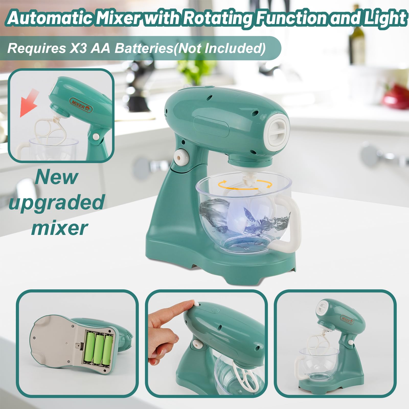 Set Elettrodomestici Cucina Bambini Con Rumori Colazione Tostapane Caffettiera Giocattoli Sbattitore Educativo Caffè Espresso Mini Gioco Accessori Playtive Panettiera Gelateria Finto Cibo 3+ Anni