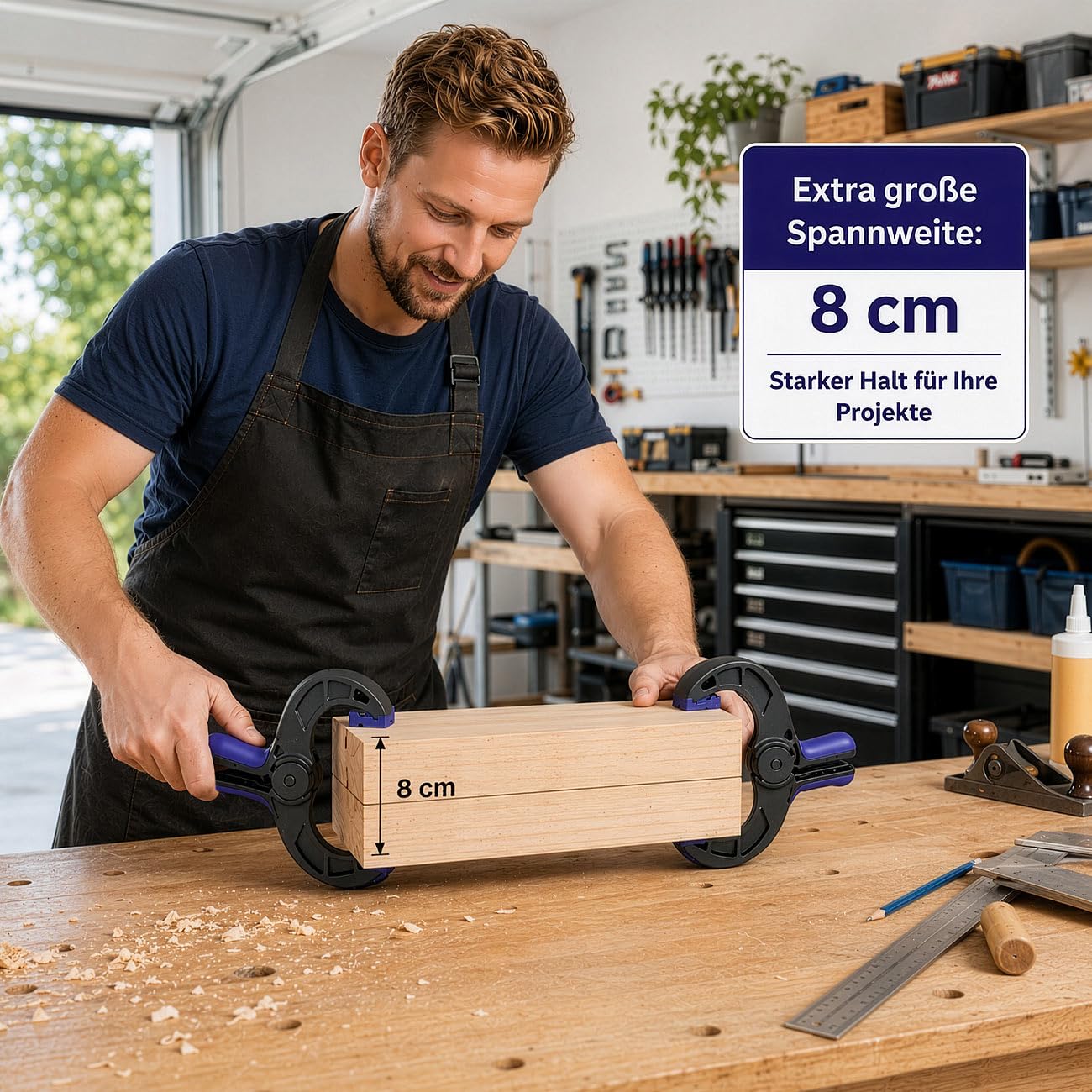 AGT Zwinge: 10er-Set Klemmzwingen, 14 kg Klemmkraft, 8 cm Spannweite (Werkzeug Klemmzwingen, Holz)