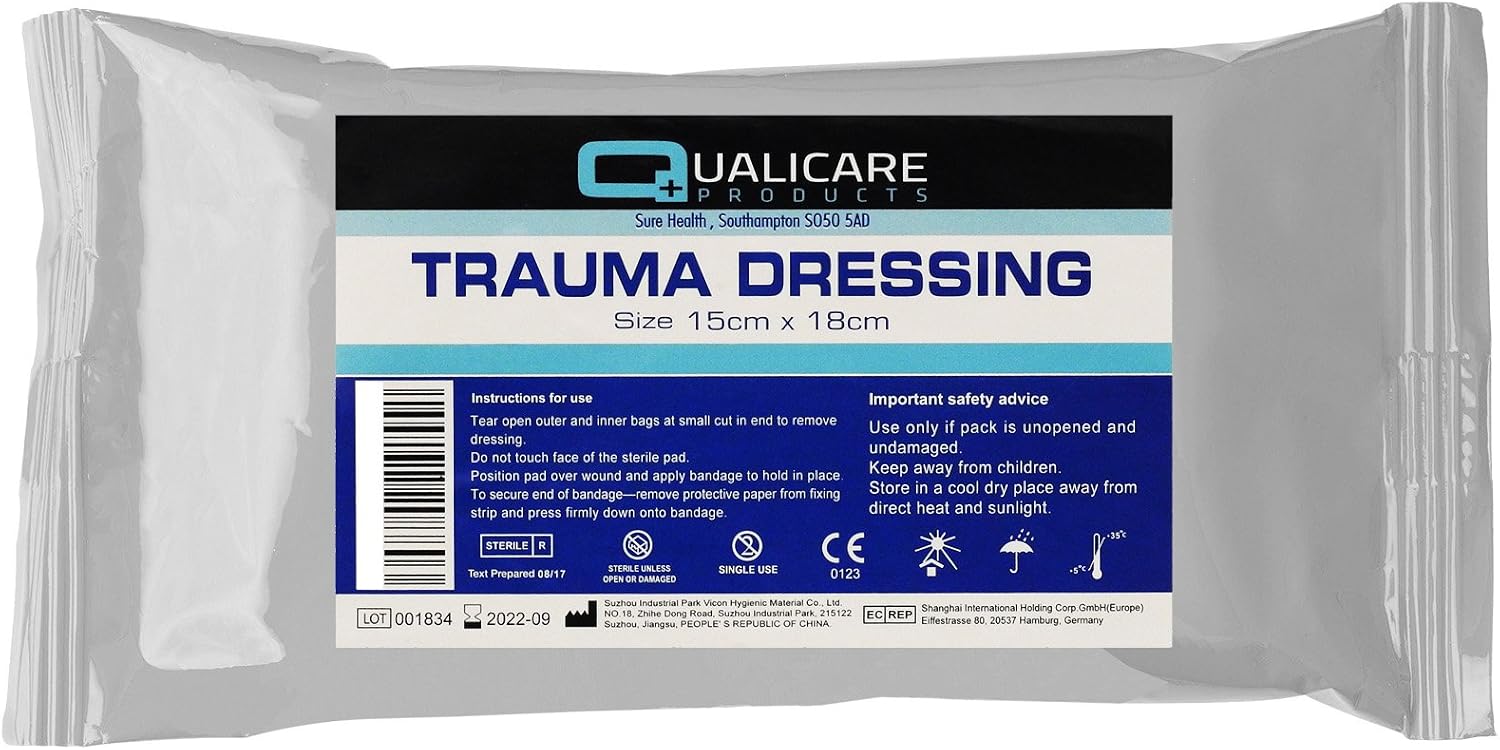 Qualicare Sterile FFD Bandage Wound Blood Clot Haemostatic Field Trauma Wound Dressing - 15cm x 18cm (x2) - Image 3