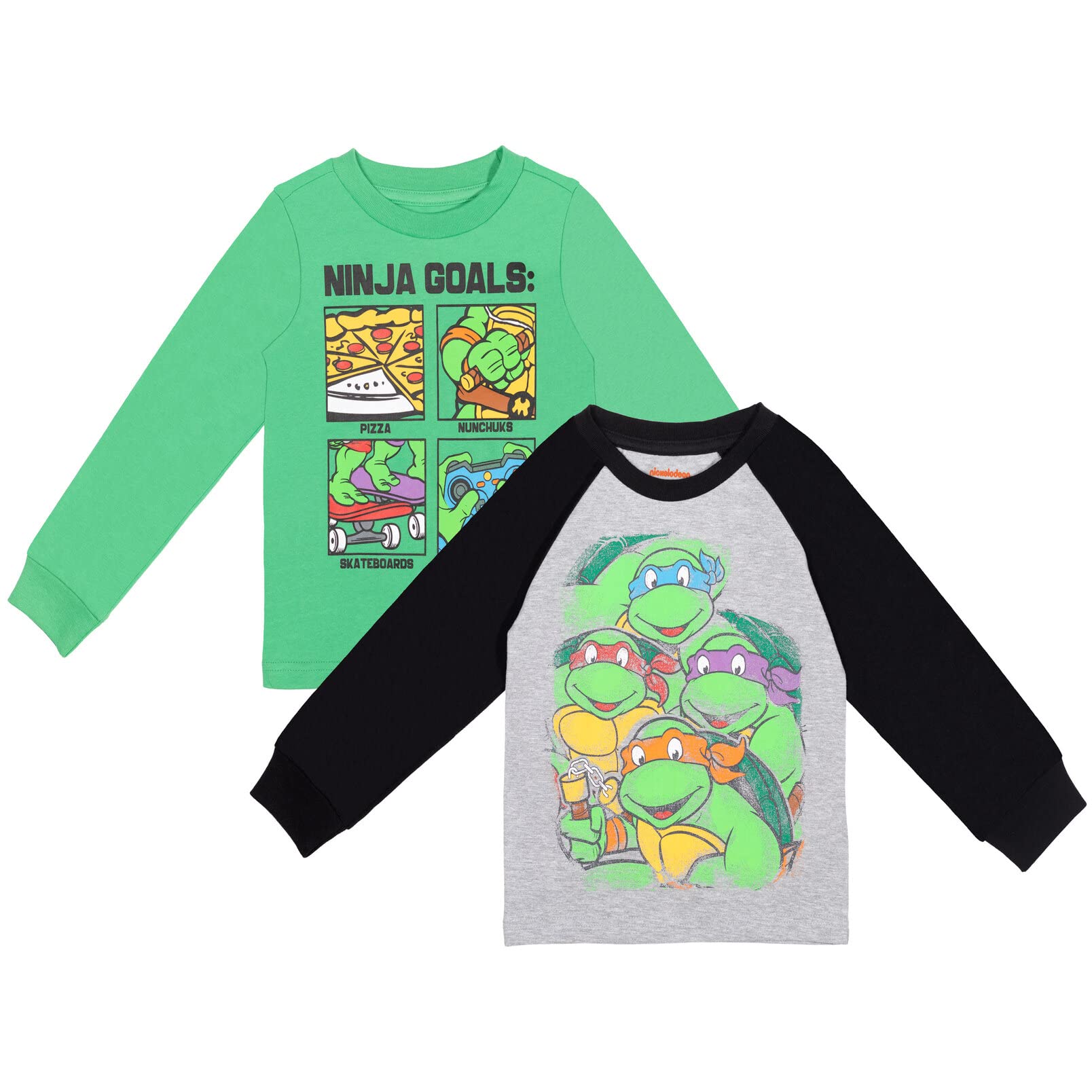 nickelodeonTeenage Mutant Ninja Turtles Toddler Boys 2 Pack Long Sleeve T-Shirt 4T Green/Grey