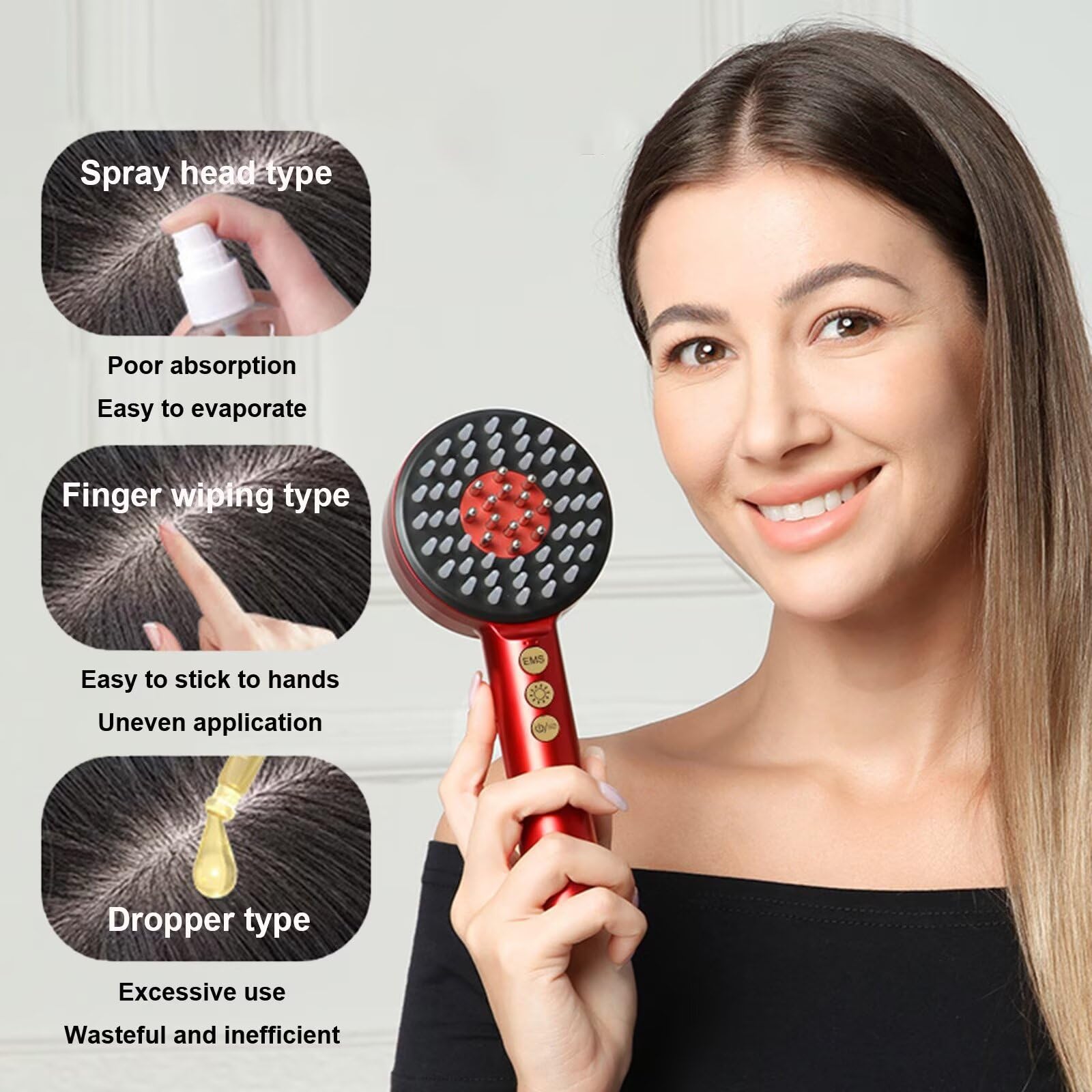 Cepillo masajeador eléctrico de atomización nano, peine masajeador eléctrico con vibraciones, peine masajeador para el cuero cabelludo para nutrir el cabello y aliviar la presión en la cabeza
