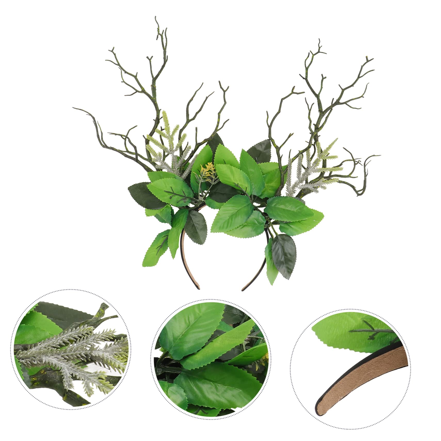 FRCOLOR 1pc Branch Leaves Headband Deer Antlers Headband Branch Costume Deer Antler Leaves s Hair Hoop Christmas Fairy Dress Resin Halloween Miss - Image 3