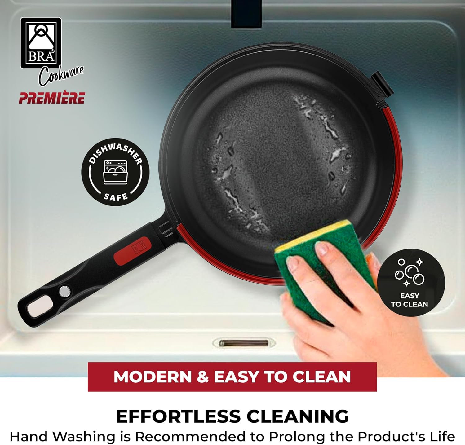 BRA COOKWARE Premiere Dual Skillet | 10.2 inches Double Frying Pan for Frittatas & Spanish Omelets | PFOA Free Triple Nonstick Coating | Full Induction Reversible Pan | Cast Aluminum Flip Skillet