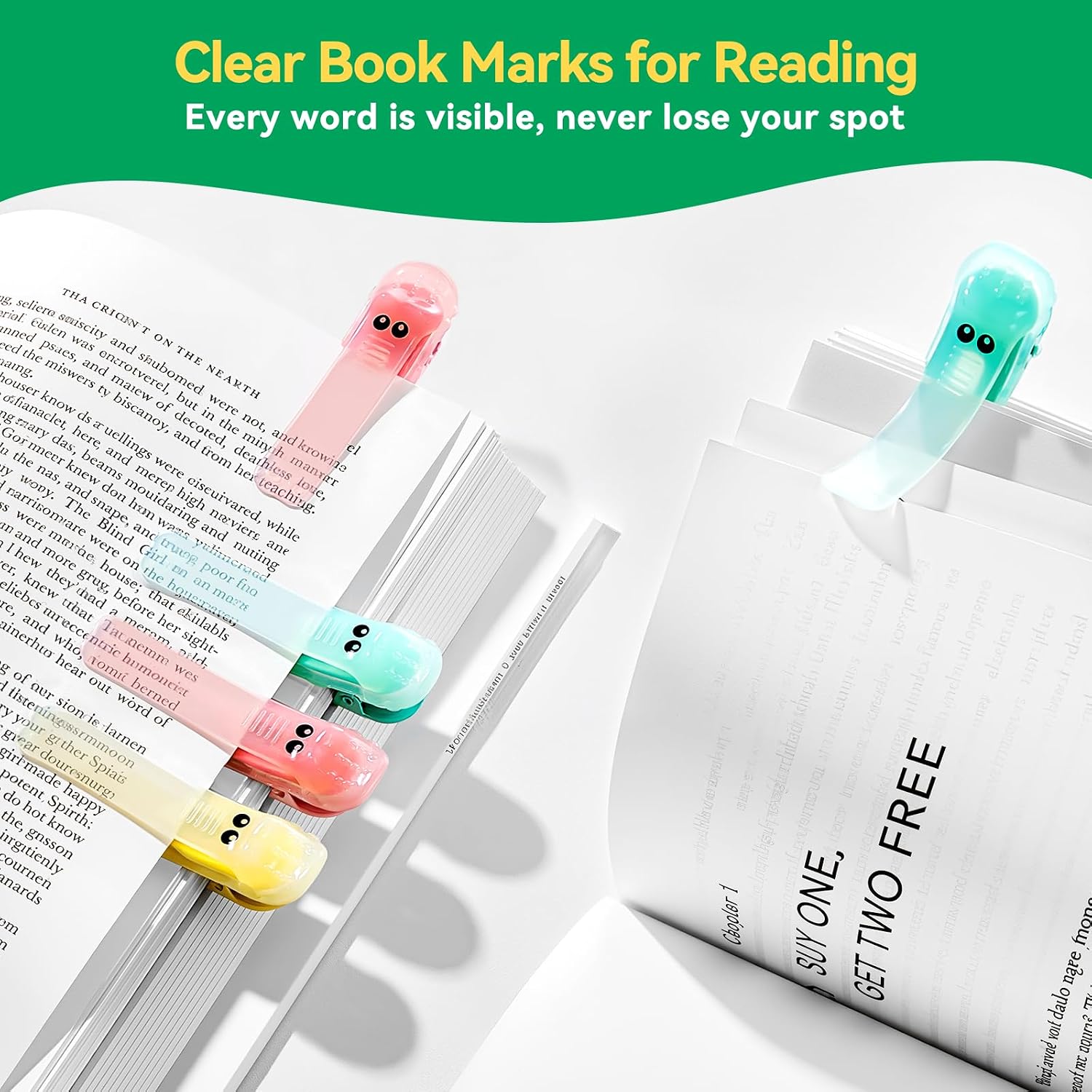 ZZWS 3 Pieces Automatic Bookmark, Clear Book Marks for Reading image 2