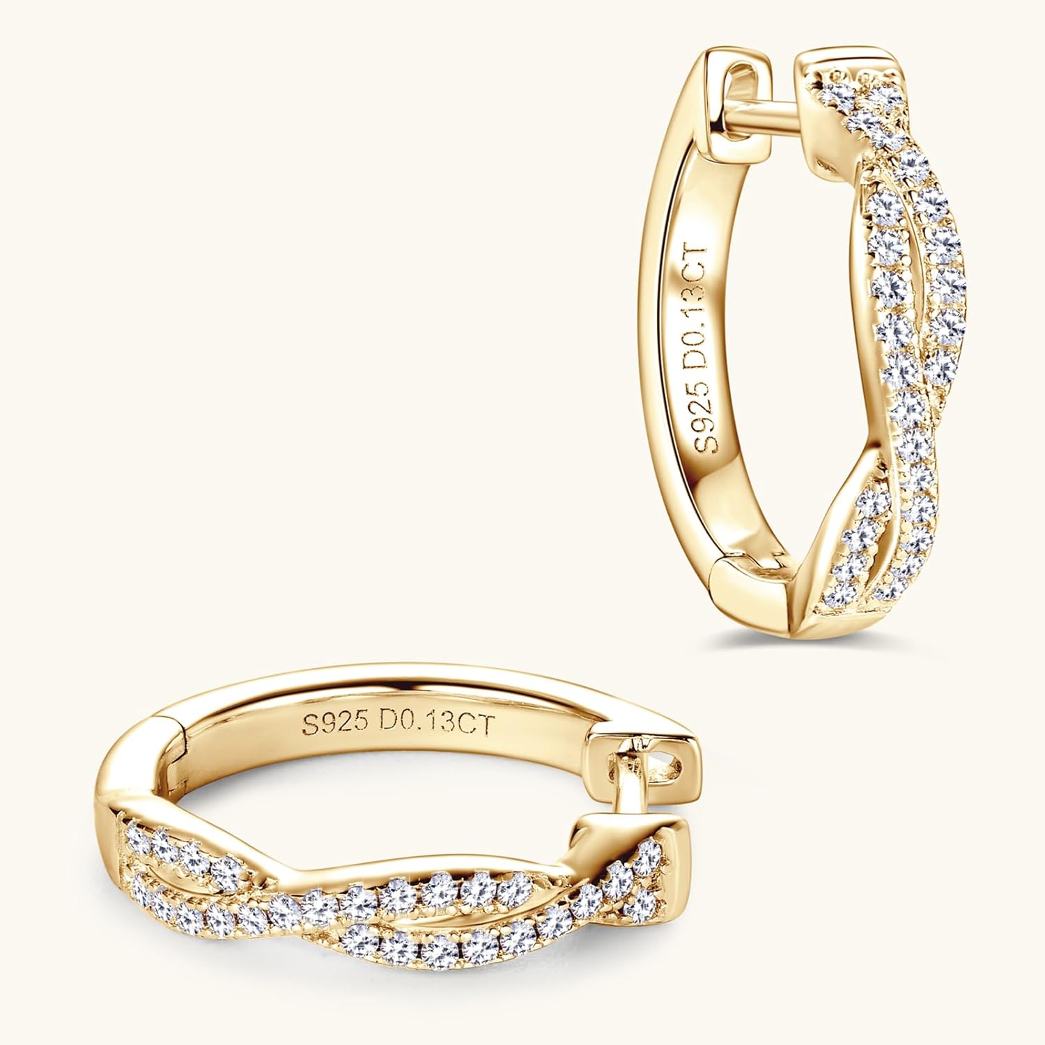 Infinity Moissanite Hoop Earrings for Women, D Color VVS1 Clarity 925 Sterling Silver Twisted Earrings for Wedding Birthday Holiday Jewelry Gifts - Image 4