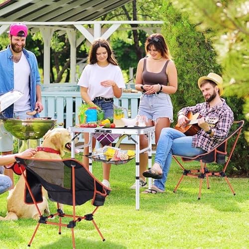 Sportneer Folding Camping Table, 4 Adjustable Height Small Folding Table 60cmL× 40cmW Portable Camp Tables with Mesh Layer for Outdoor Camp Garden Picnic Dining Cooking - Image 2